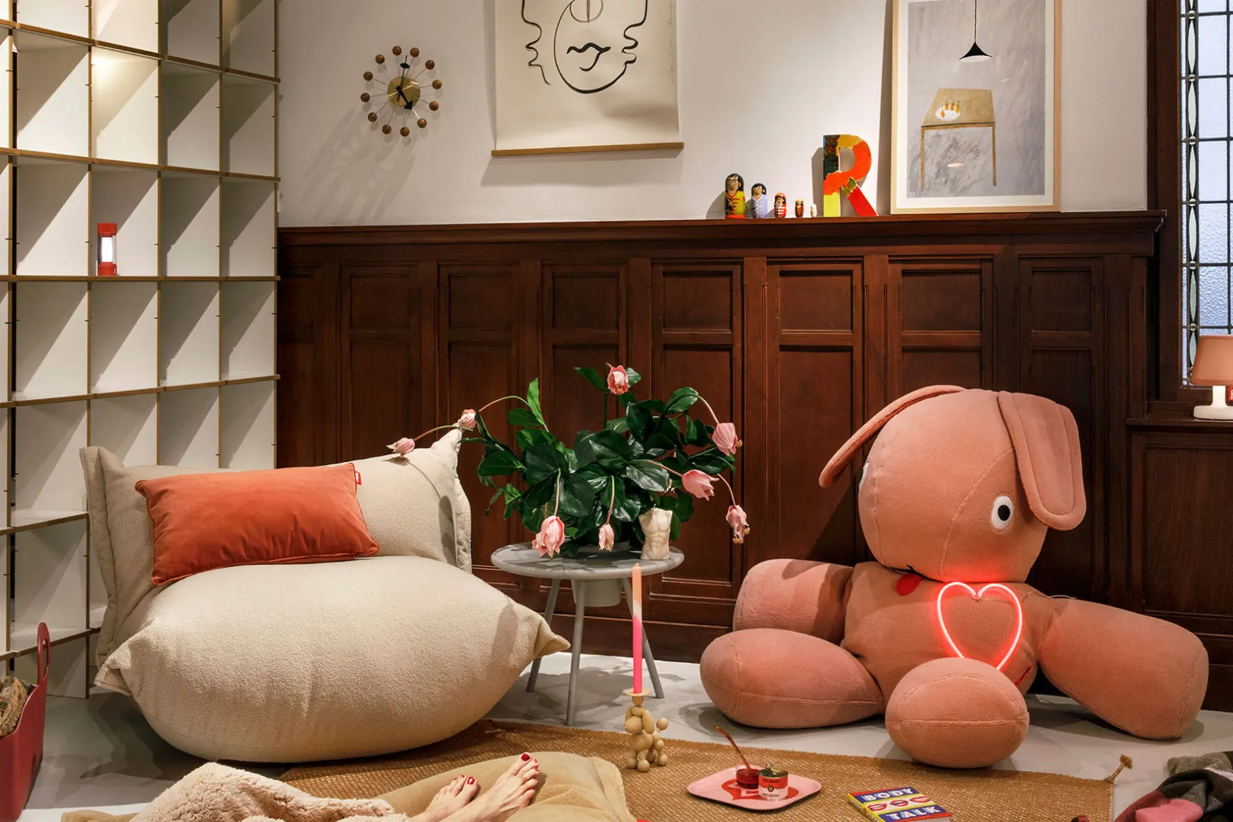 Fatboy Co9 XS Teddy Lapin en peluche, rose, 180x150x50 cm