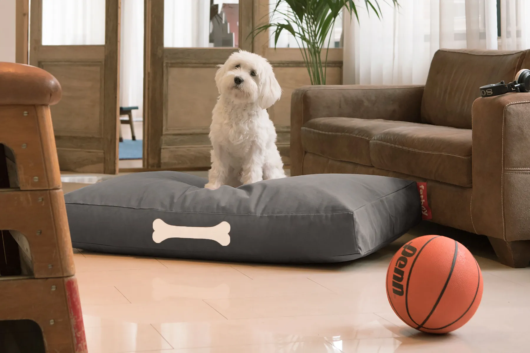 Fatboy Doggielounge L Canvas Grand coussin pour chien, gris, 80x120x15 cm