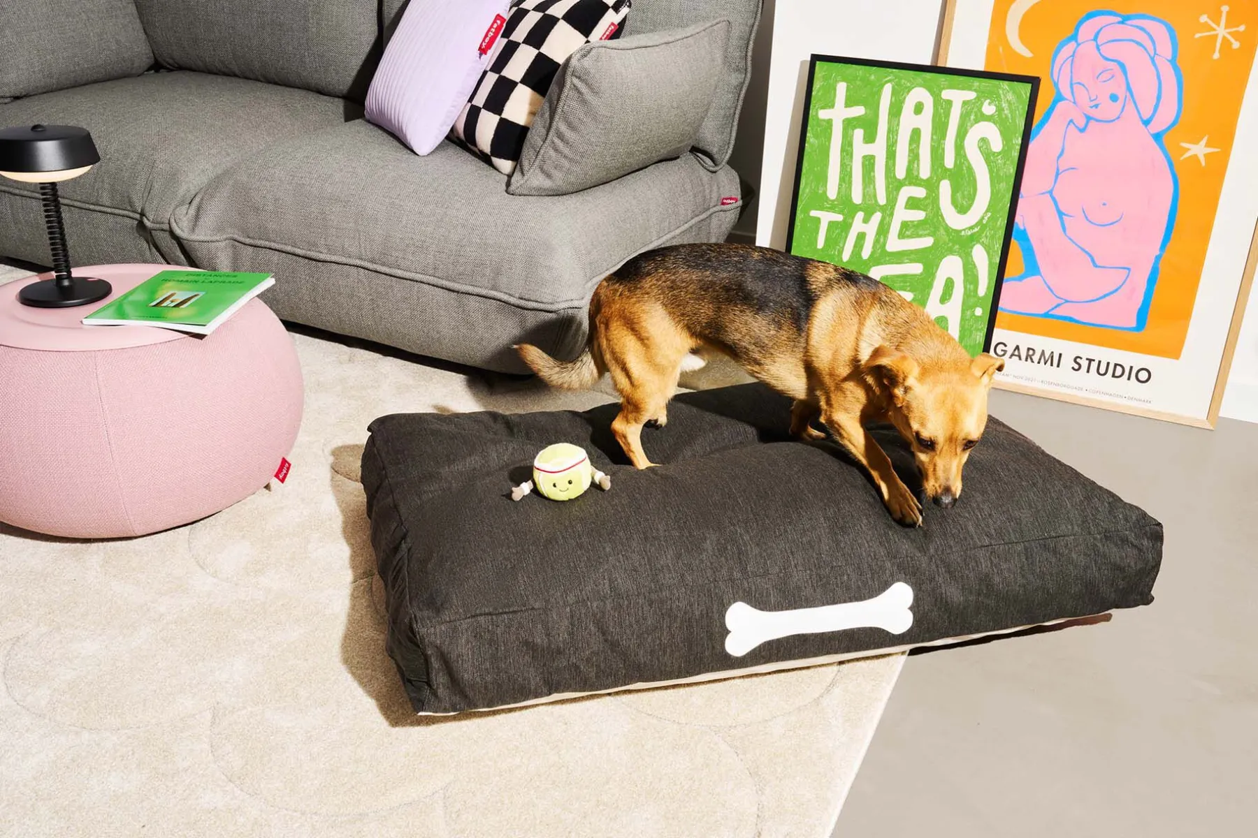 Fatboy Doggielounge Olefin Large Grand coussin pour chien, gris, 120x75x14 cm
