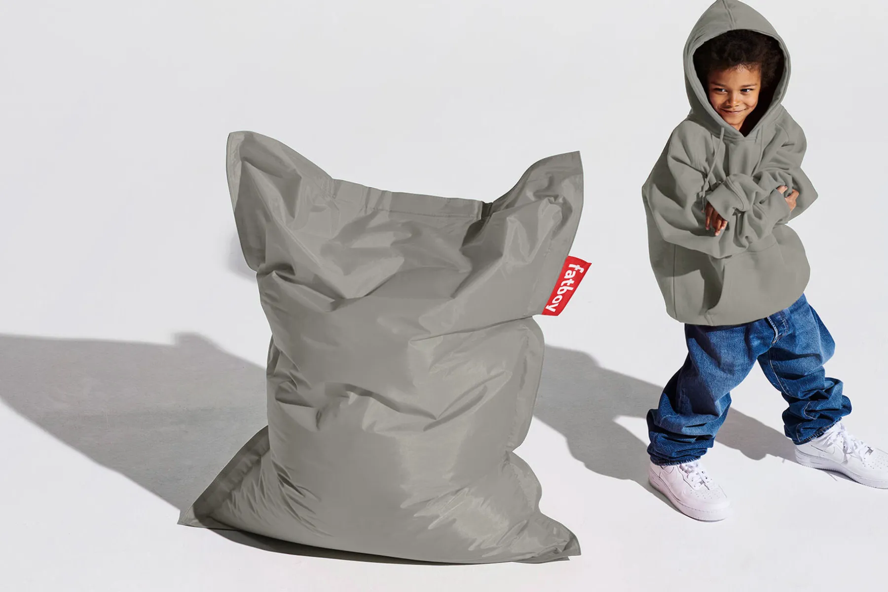 Fatboy Junior Pouf pour enfant, argent, 100x130 cm