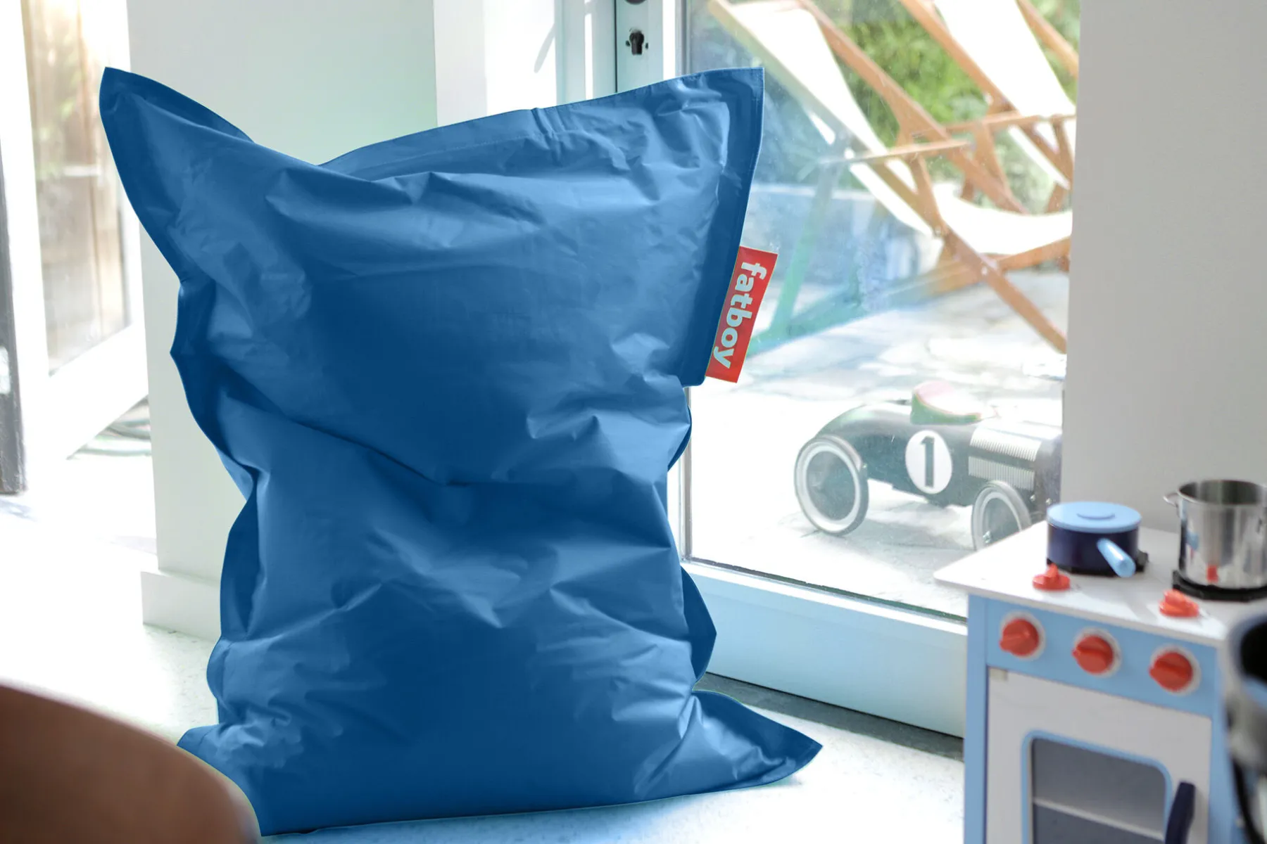 Fatboy Junior Pouf pour enfant, bleu, 100x130 cm