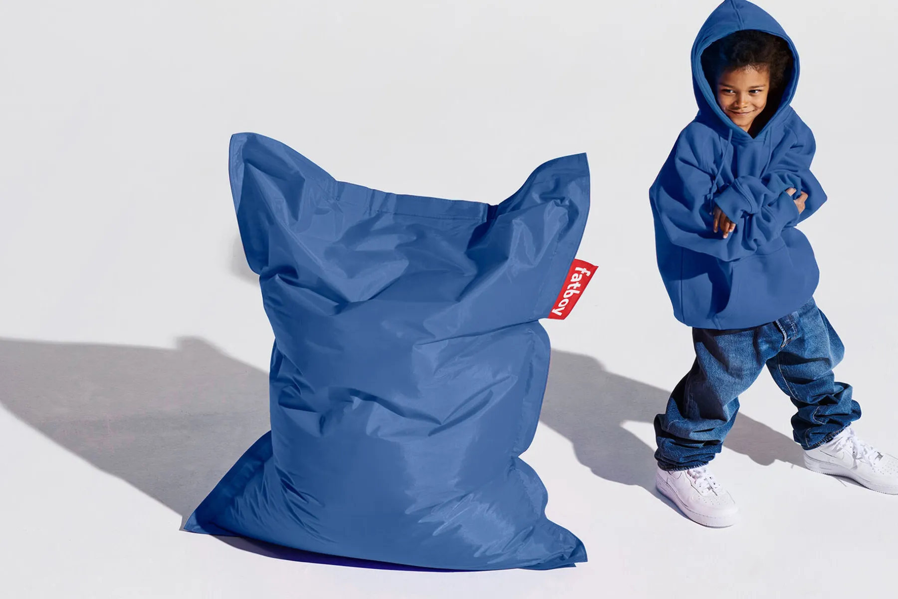 Fatboy Junior Pouf pour enfant, bleu, 100x130 cm