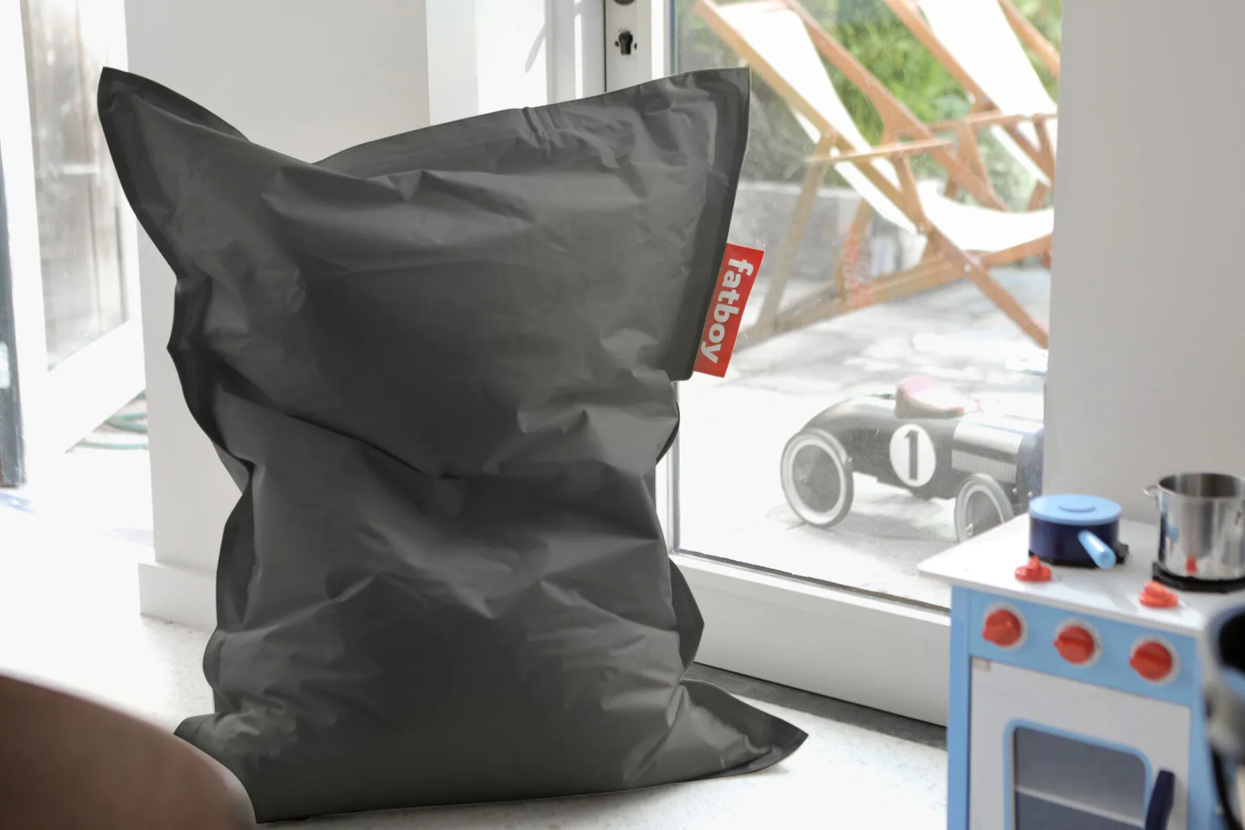 Fatboy Junior Pouf pour enfant, gris, 100x130 cm