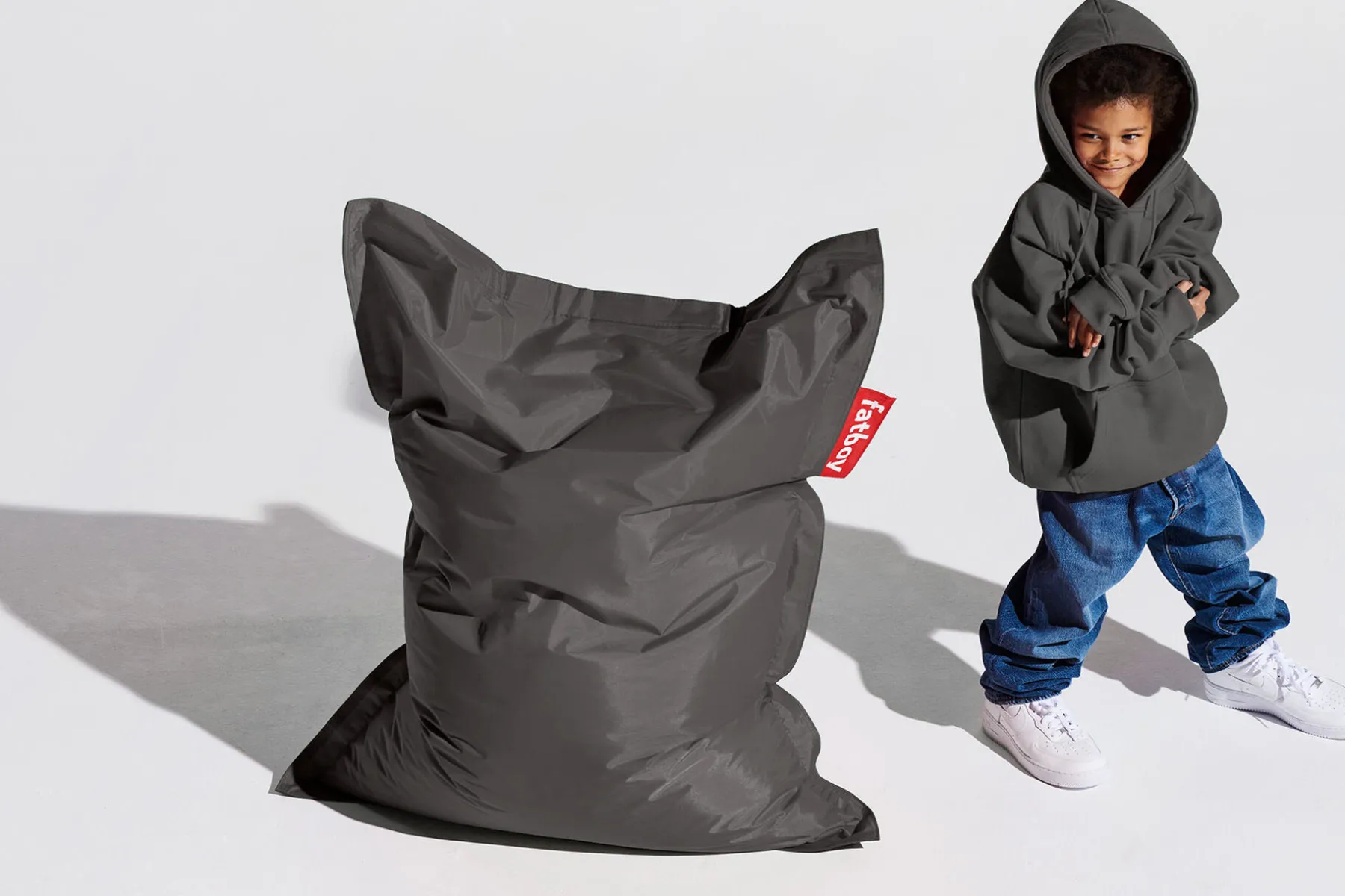 Fatboy Junior Pouf pour enfant, gris, 100x130 cm