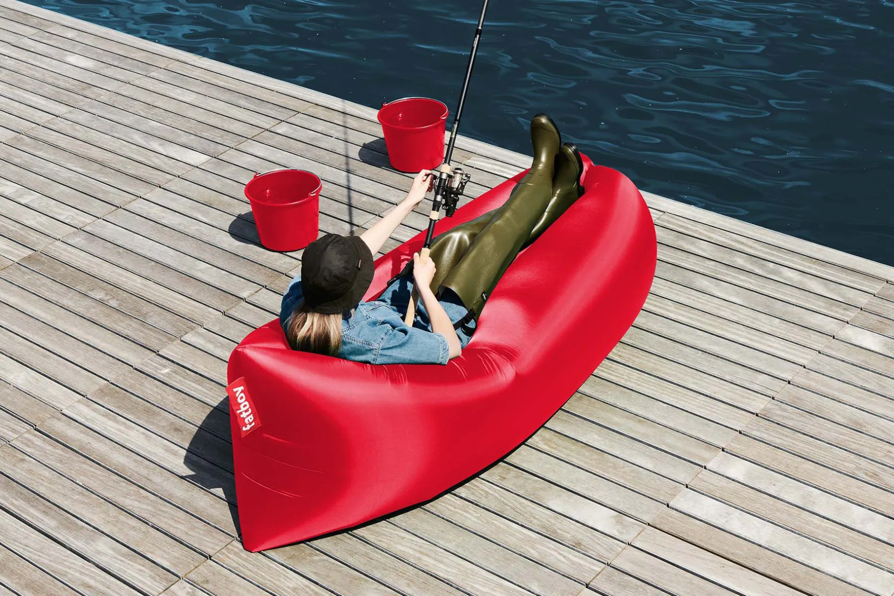Fatboy Lamzac 3.0 Pouf gonflable, rouge, 185x83x50 cm