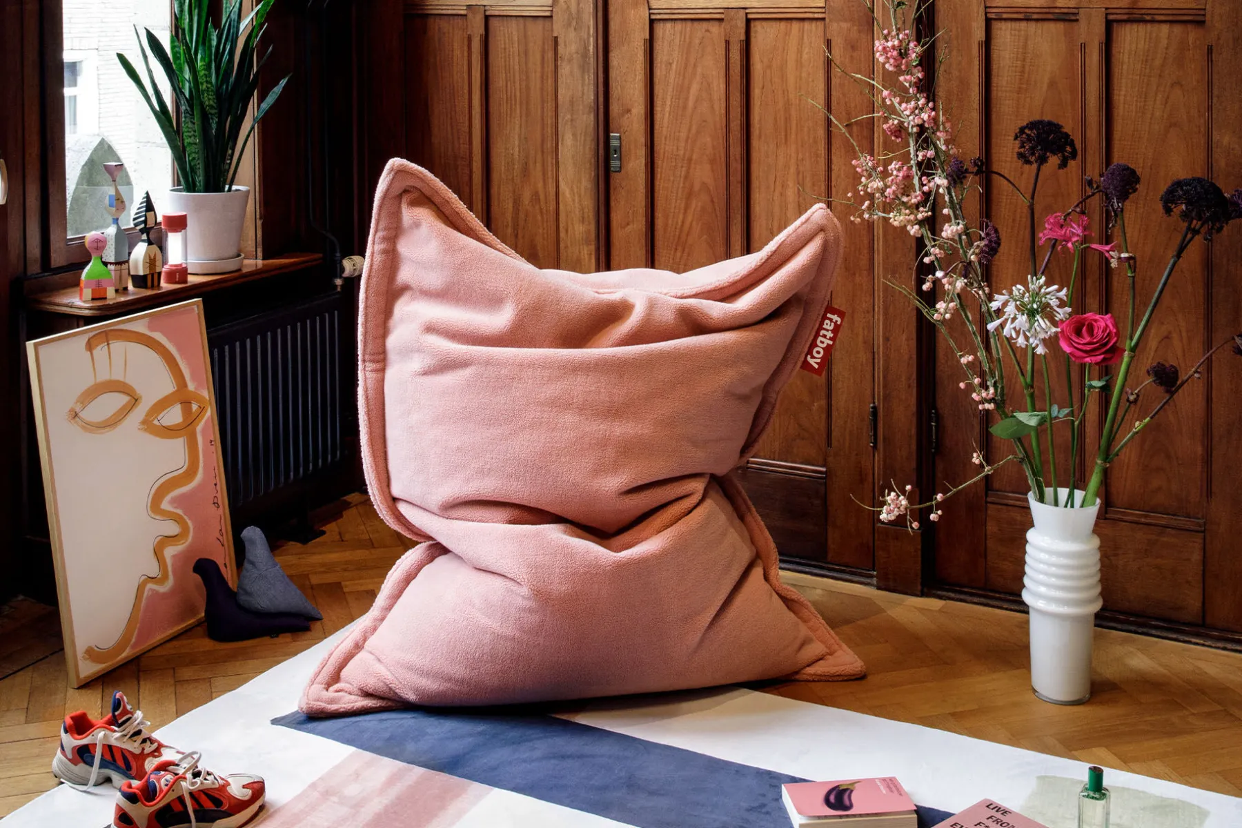 Fatboy Original Slim Teddy Pouf teddy, rose, 155x120 cm