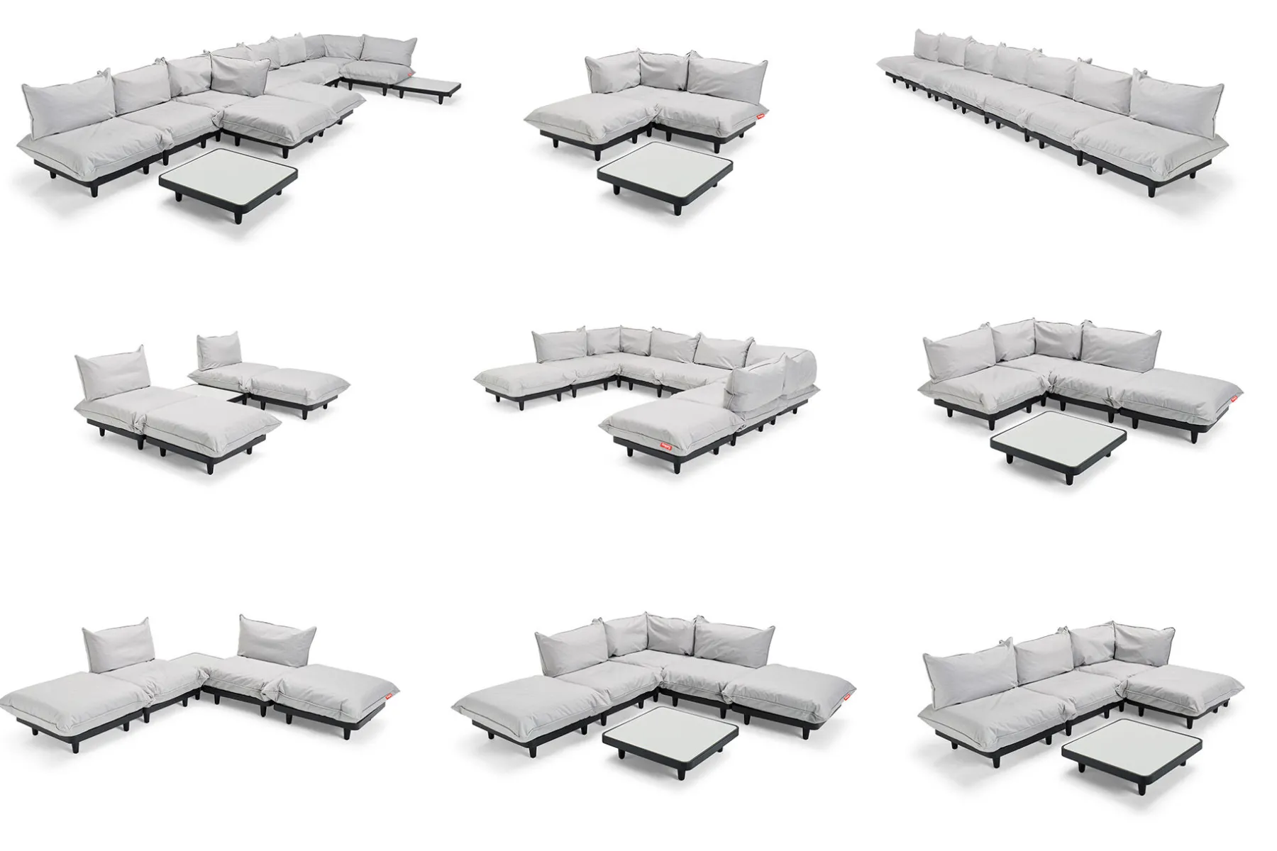Fatboy Paletti Corner Seat Fauteuil d’angle modulaire, gris, 100x100x90 cm