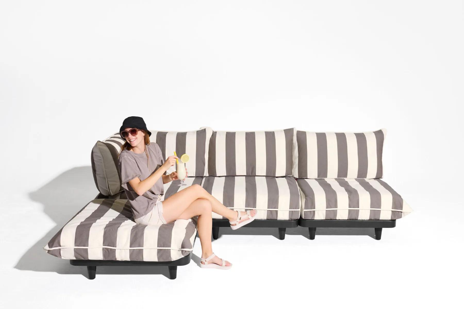 Fatboy Paletti Corner Seat Fauteuil d’angle modulaire, marron, 100x100x90 cm