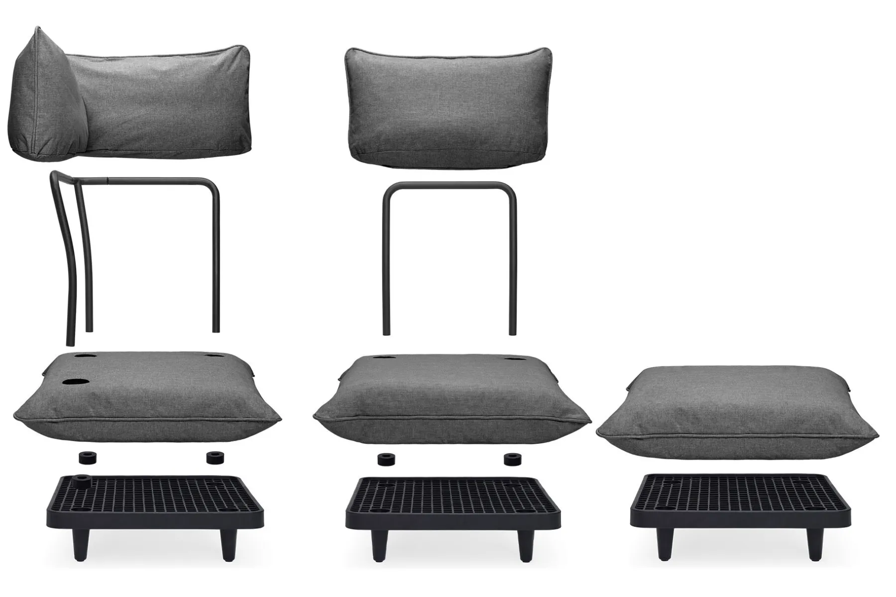 Fatboy Paletti Hocker Hocker modulaire d’extérieur, gris, 100x100x45 cm