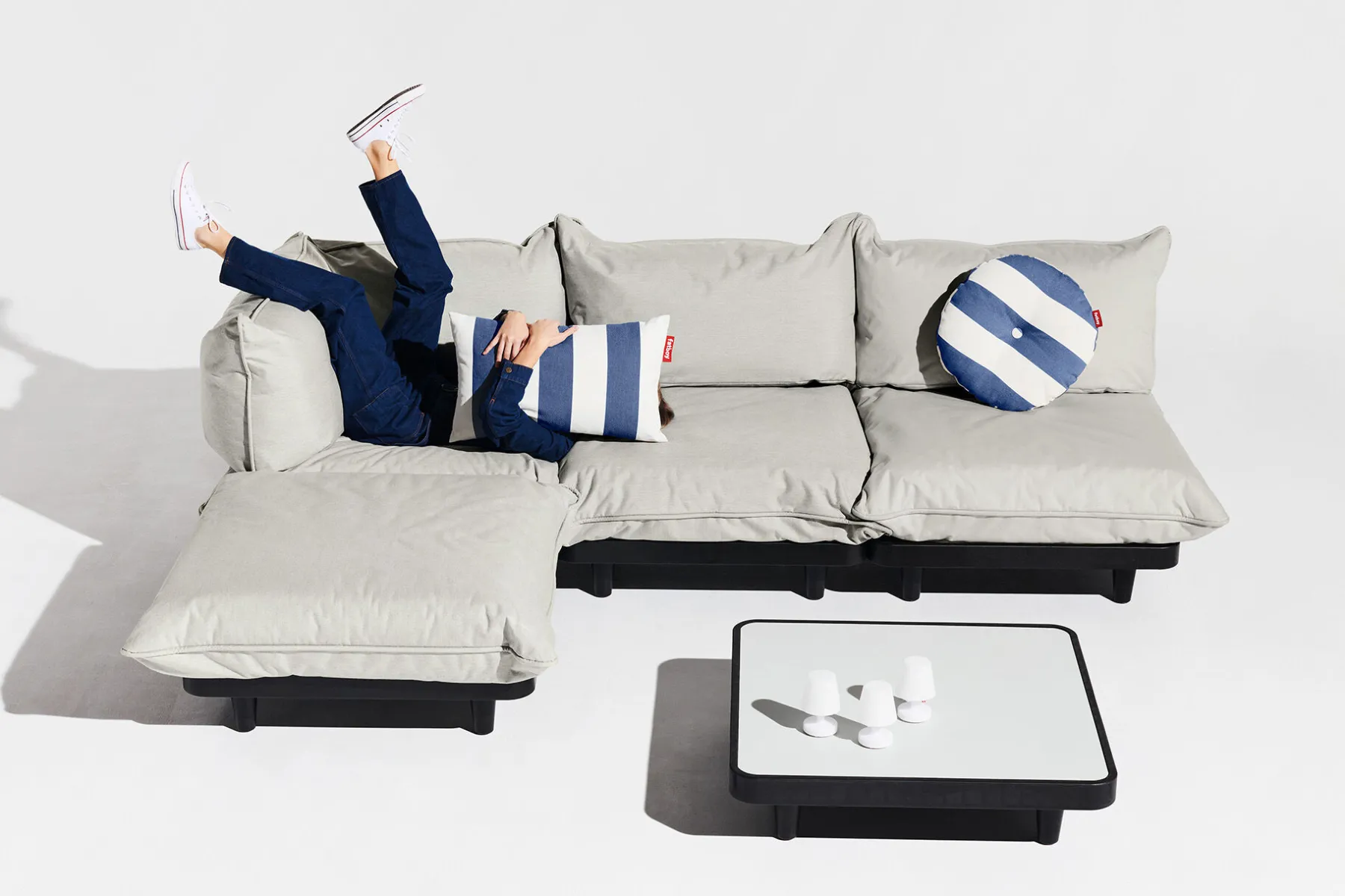 Fatboy Paletti Set Medium + Table Ensemble lounge d’extérieur modulaire, 190x190x90 cm