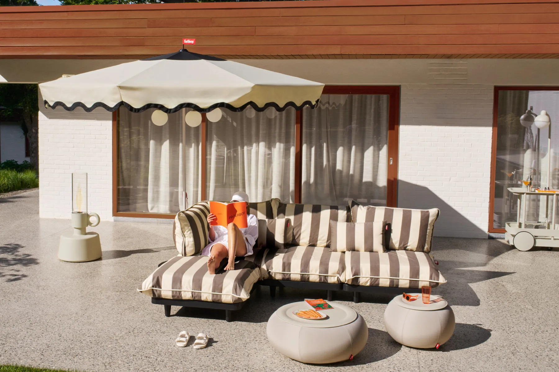 Fatboy Paletti Set Medium + Table Ensemble lounge d’extérieur modulaire, 190x190x90 cm