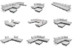 Fatboy Paletti Set Medium Royal + Table Ensemble lounge d’extérieur modulaire, 190x190x90 cm
