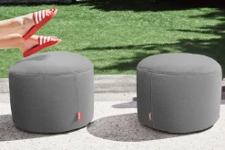Fatboy Point Outdoor Pouf d’extérieur, gris, 50x50x35 cm