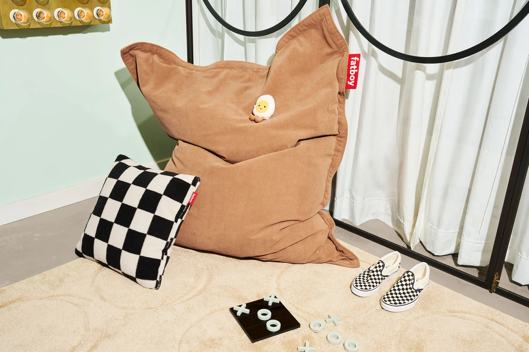 Fatboy Square Pillow Teddy Un coussin en tissu peluche ultra-doux, blanc, 50x50 cm