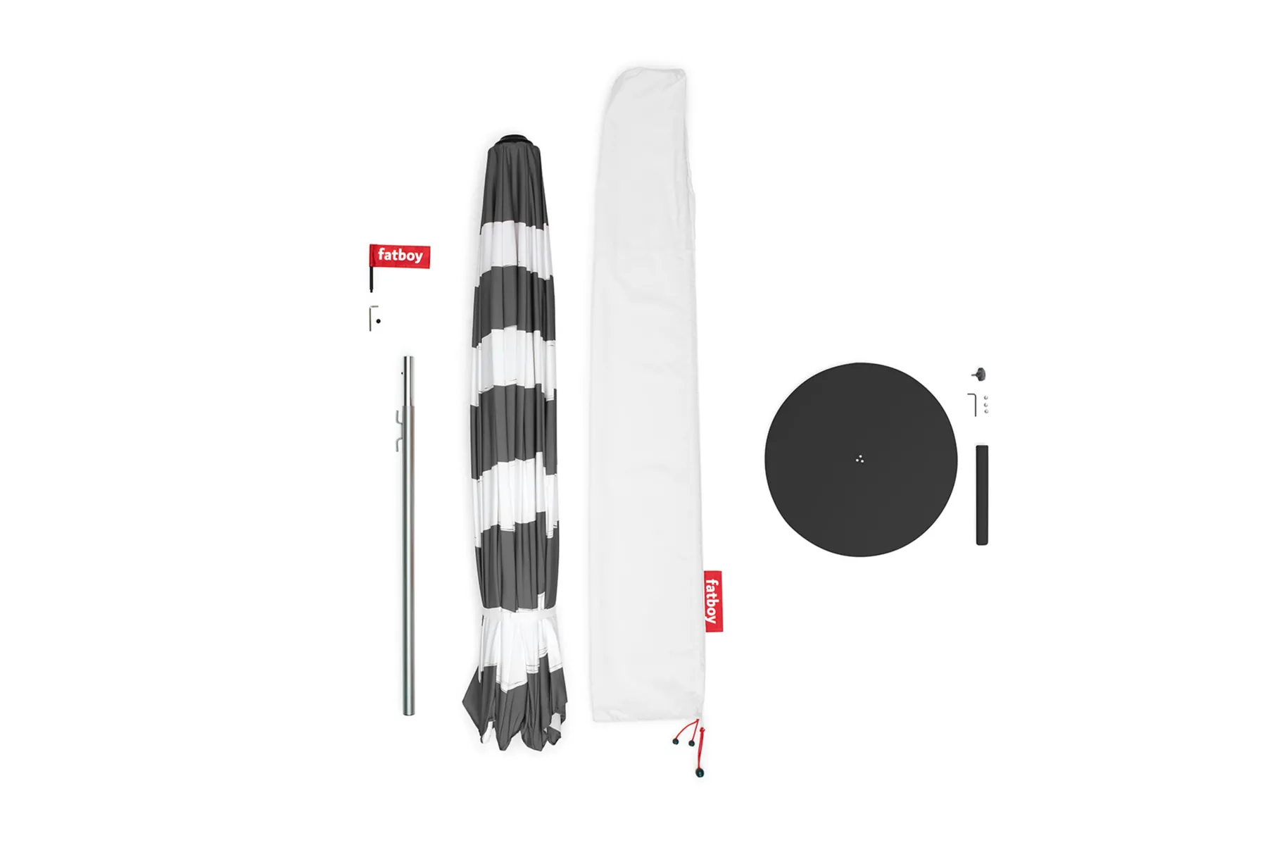 Fatboy Stripesol + Base Black Parasol avec pied, 350x350x280 cm