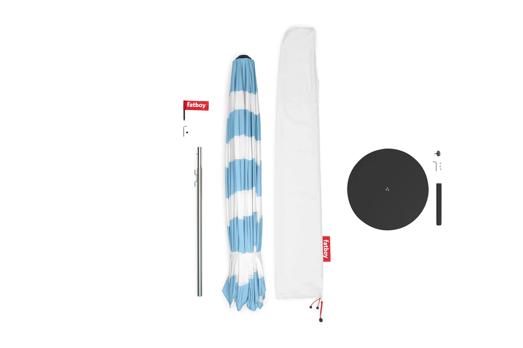 Fatboy Stripesol + Base Black Parasol avec pied, 350x350x280 cm