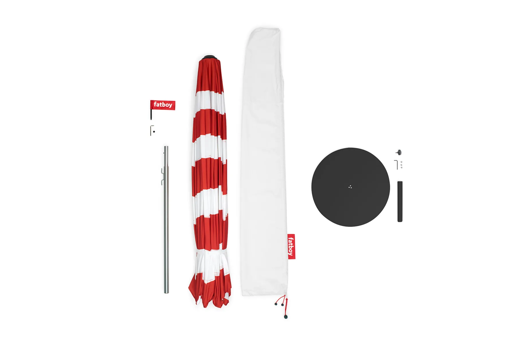 Fatboy Stripesol + Base Black Parasol avec pied, 350x350x280 cm