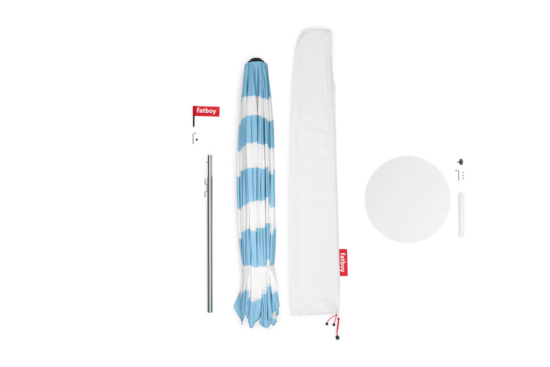Fatboy Stripesol + Base Light Grey Parasol avec pied, 350x350x280 cm