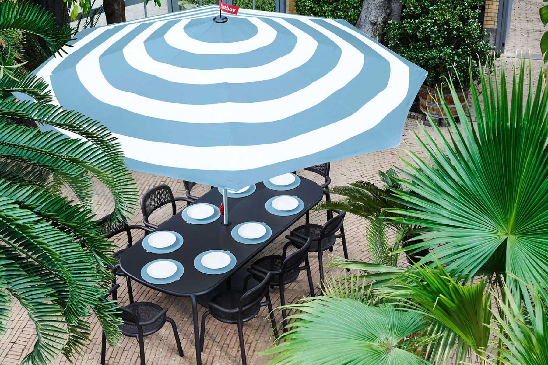 Fatboy Stripesol 350 cm Parasol, bleu, 350x350x280 cm