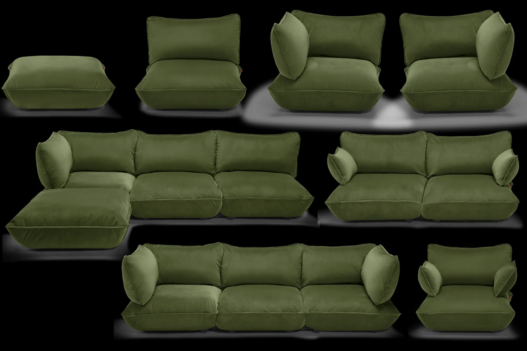 Fatboy Sumo Armrest Velvet Accoudoir, vert, 69x35 cm
