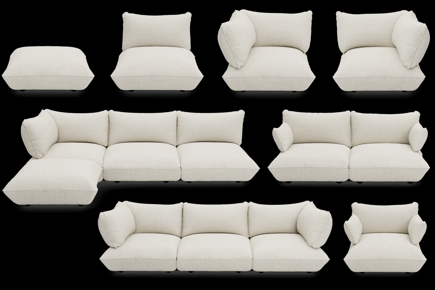 Fatboy Sumo Corner Sofa Boucle Canapé modulaire d’intérieur, 301x108x90 cm