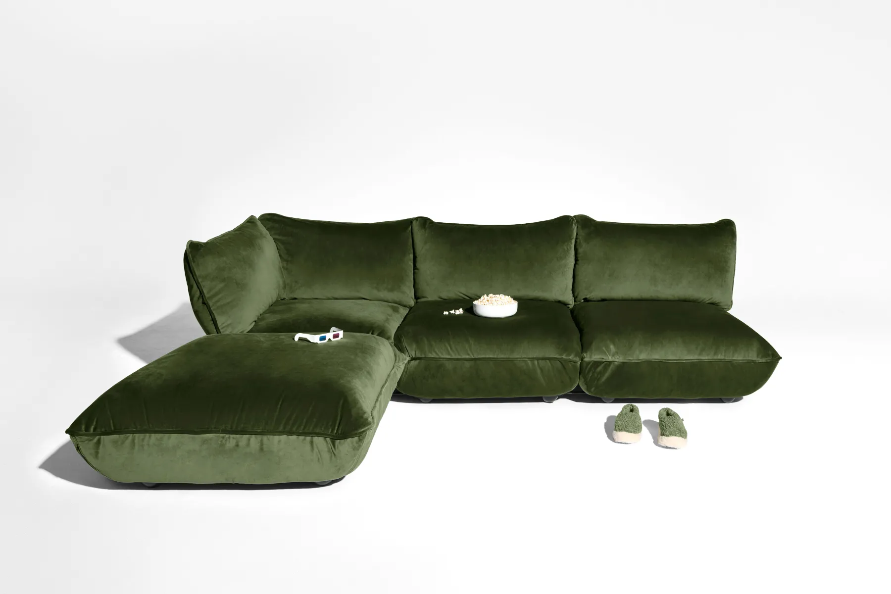 Fatboy Sumo Corner Sofa Velvet Canapé modulaire d’intérieur, 301x108x90 cm