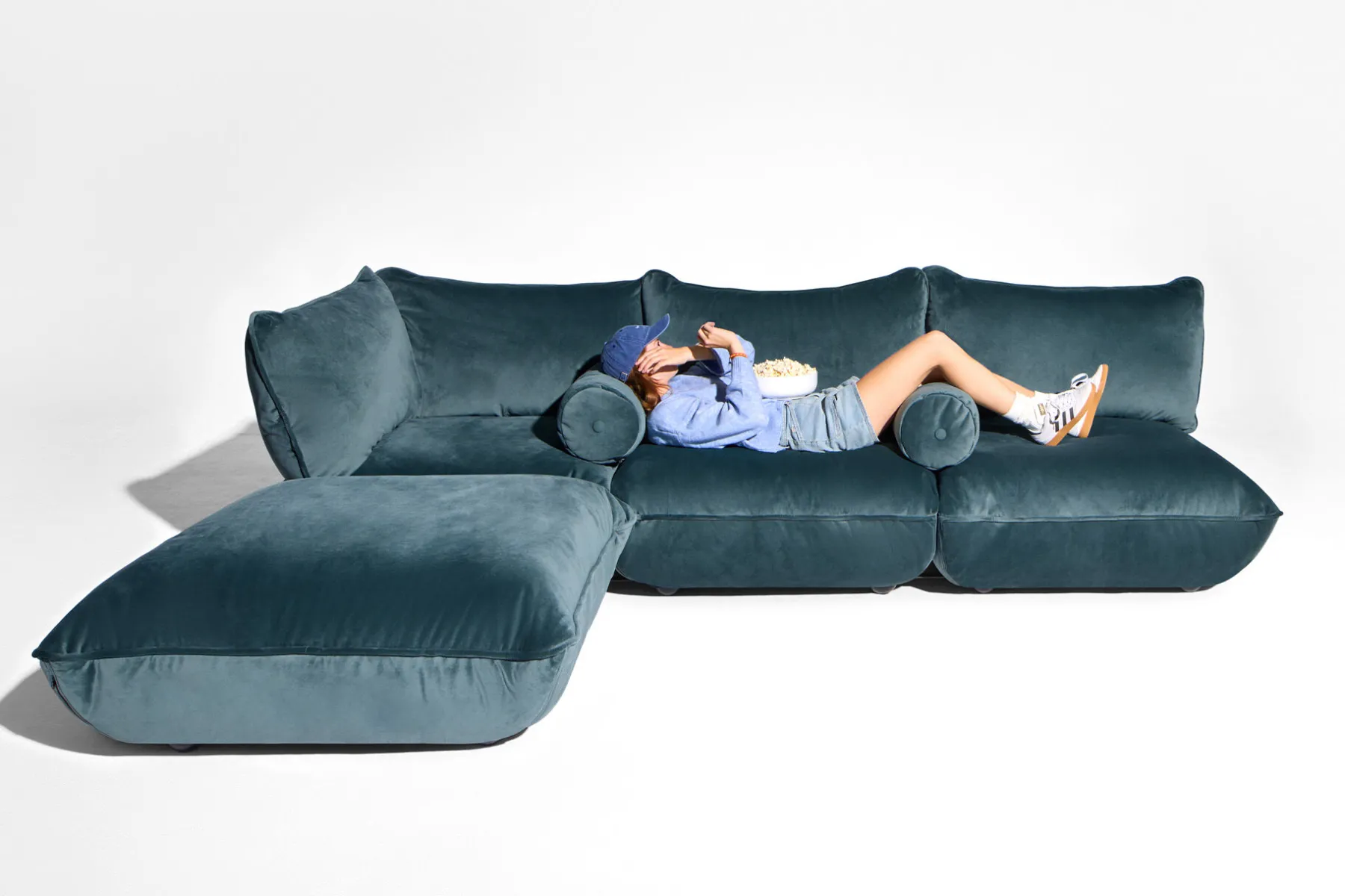 Fatboy Sumo Corner Sofa Velvet Canapé modulaire d’intérieur, 301x108x90 cm