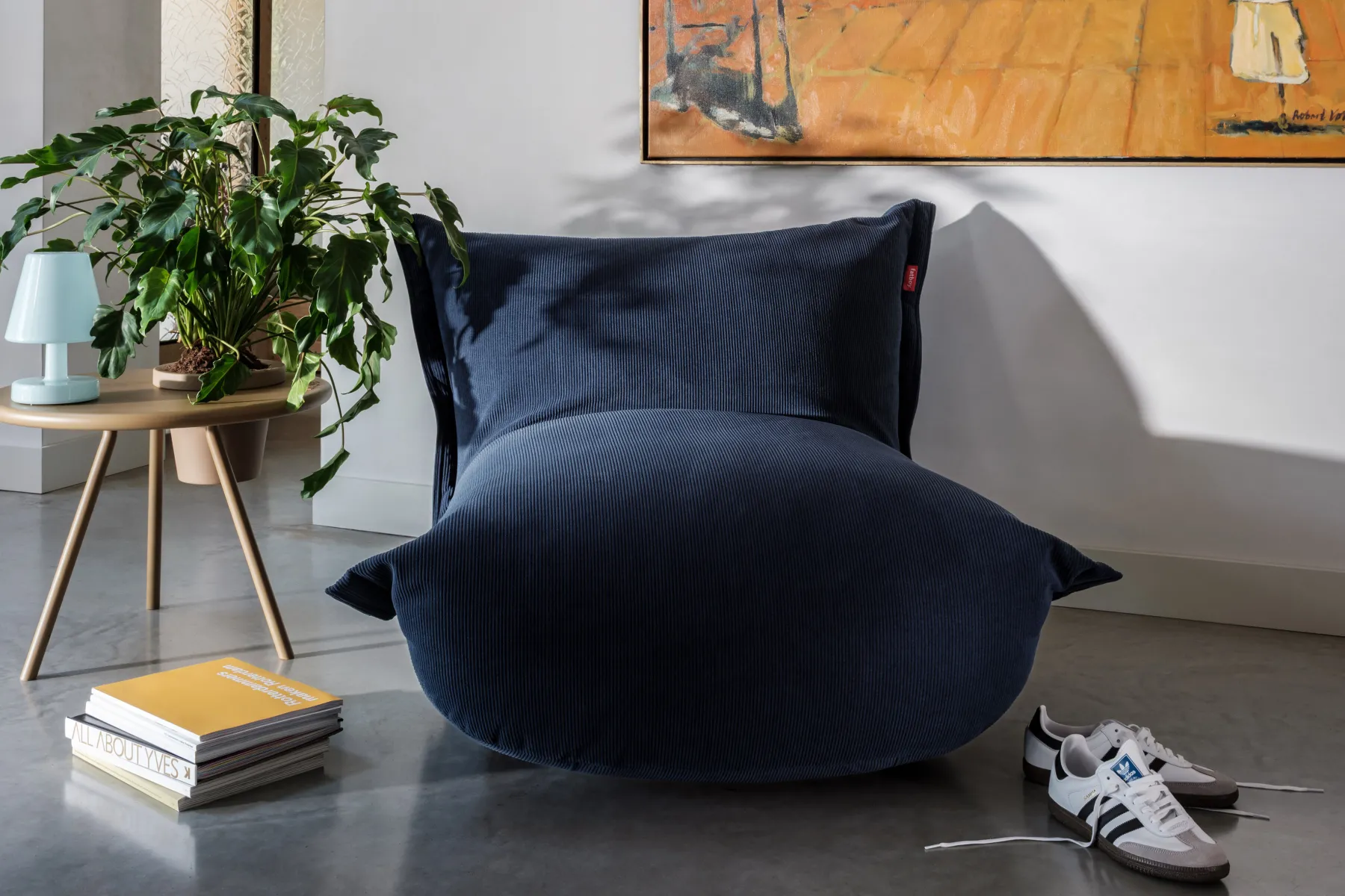 Fatboy the BonBaron Slim Cord Fauteuil lounge, bleu, 102x85x75 cm